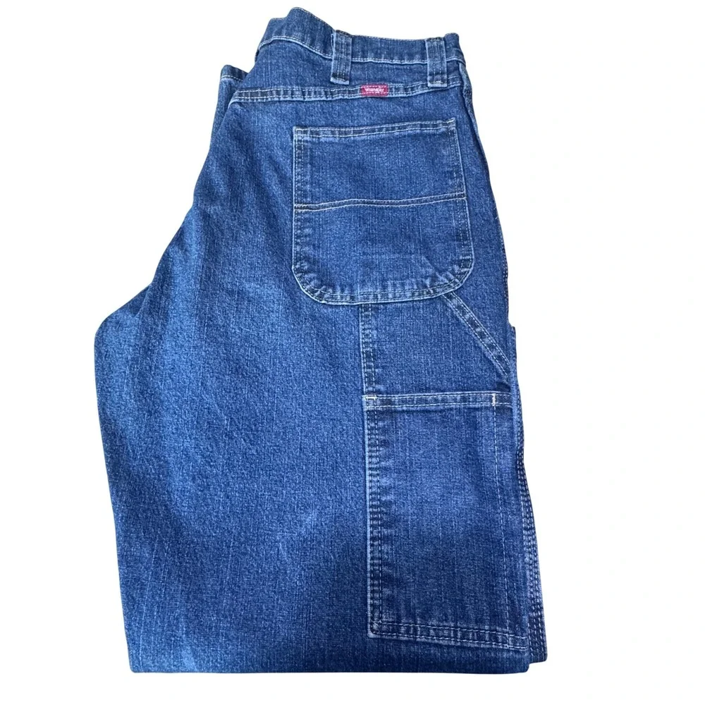 Wrangler Carpenter Jeans Mens 36x34 Denim Y2K Blue Workwear Utility